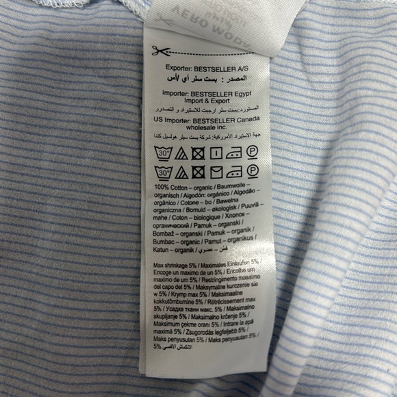 Vero MODA Women’s Light Blue with Stripes Cotton Button Down Shirt size Large - Picture 9 of 9